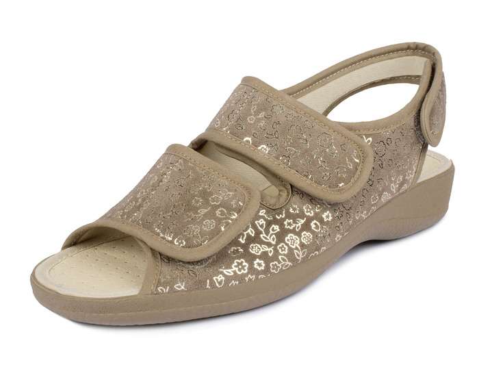 Sandaletten & Pantoletten - Sandalette mit Klettverschlüssen, in Größe 036 bis 042, in Farbe TAUPE Ansicht 1