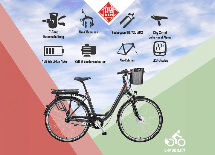 Akku-Zweiräder - City-E-Bike mit Komfort-Ausstattung von Telefunken, in Farbe WEISS Ansicht 6