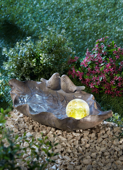 Gartendekoration - Vogeltränke mit Solarkugel, in Farbe GRAU Ansicht 1