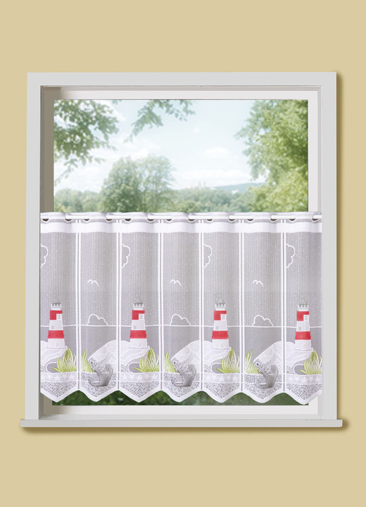 SALE % - Kurzstore mit Leuchtturm-Motiven, in Größe 788 (H 45xB 98 cm) bis 875 (H100xB154 cm), in Farbe WEISS