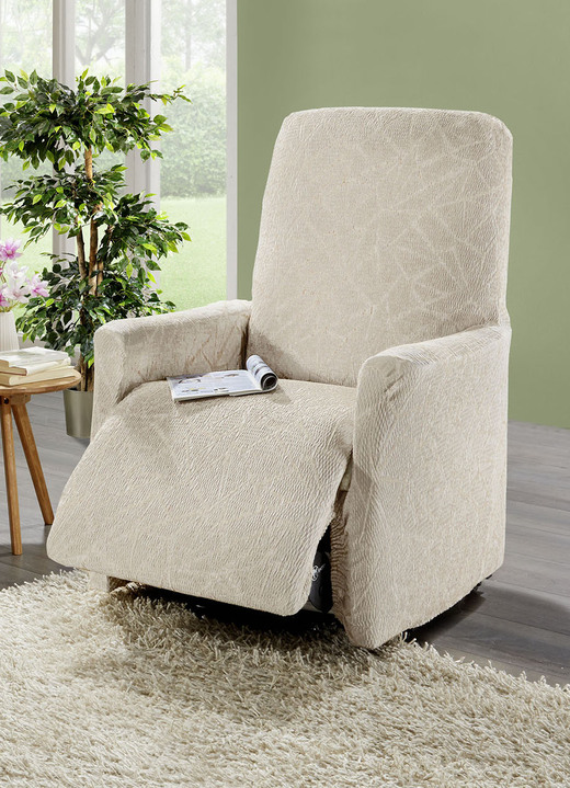 Sessel- & Sofaüberwürfe - Stretchbezüge mit optimaler Passform, in Größe 101 (Sesselbezug) bis 106 (Stuhlbezug), in Farbe CREME Ansicht 1