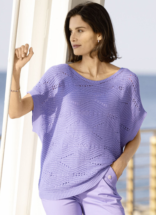 Basics - Pulli in quergestricktem Dessin Basics - Pulli in quergestricktem Dessin, in Größe L(44/46) bis XS(32/34), in Farbe FLIEDER