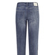 Hosen - Jeans mit Fransensaum und Schriftzug auf einem Bein – Farbe JEANSBLAU – Ansicht 2 Hosen - Jeans mit Fransensaum und Schriftzug auf einem Bein, in Größe 017 bis 050, in Farbe JEANSBLAU – Farbe JEANSBLAU – Ansicht 2