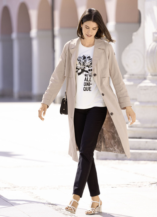 Lang - Funktions-Trenchcoat mit Gürtel. Ansicht 3 Lang - Funktions-Trenchcoat mit Gürtel., in Größe 034 bis 052, in Farbe BEIGE Ansicht 3