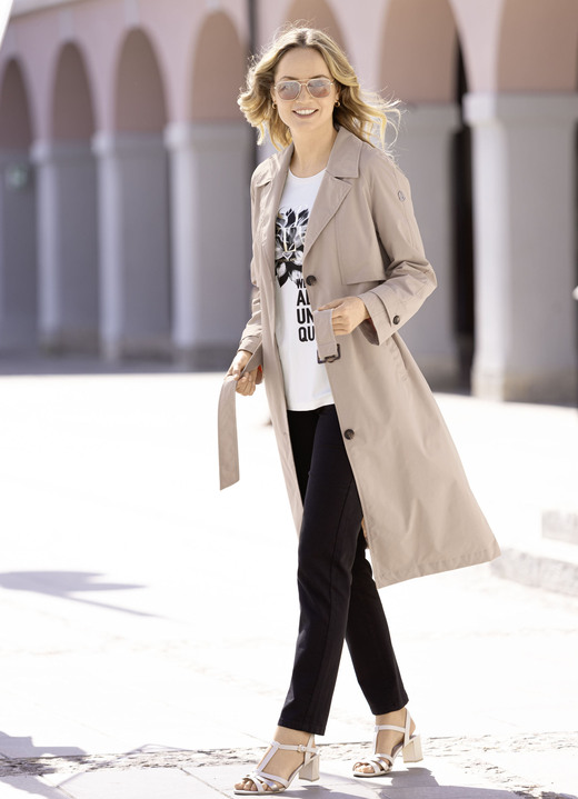 Lang - Funktions-Trenchcoat mit Gürtel. Ansicht 2 Lang - Funktions-Trenchcoat mit Gürtel., in Größe 034 bis 052, in Farbe BEIGE Ansicht 2