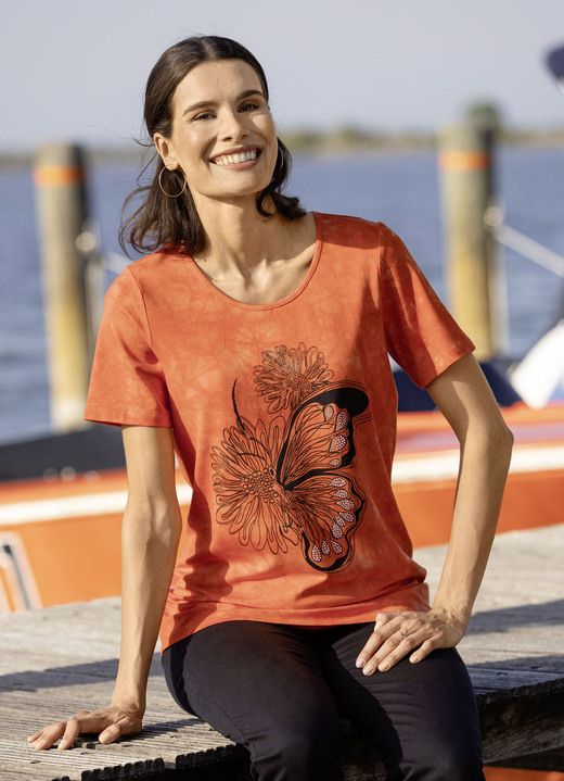 Kurzarm - Shirt in toller Batik-Optik Kurzarm - Shirt in toller Batik-Optik, in Größe 036 bis 046, in Farbe ORANGE