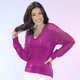 Basics - Pullover aus hochwertigem Glanzeffektgarn, in Größe L(44/46) bis XS(32/34), in Farbe HELLBLAU MELIERT – Farbe FUCHSIA MELIERT – Ansicht 2