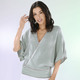 Kurzarm - Pulli in Wickeloptik – Farbe TAUPE-WEISS-MINT – Ansicht 1 Kurzarm - Pulli in Wickeloptik, in Größe L(44/46) bis XS(32/34), in Farbe TAUPE-WEISS-MINT – Farbe TAUPE-WEISS-MINT – Ansicht 1