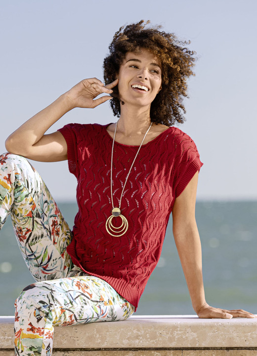 Basics - Pulli in Mustermix, in Größe L(44/46) bis XS(32/34), in Farbe KIRSCHROT Ansicht 2