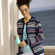 Strickjacken - Strickjacke in Ringeldessin – Farbe MARINE-MULTICOLOR – Ansicht 2 Strickjacken - Strickjacke in Ringeldessin, in Größe 038 bis 054, in Farbe MARINE-MULTICOLOR – Farbe MARINE-MULTICOLOR – Ansicht 2