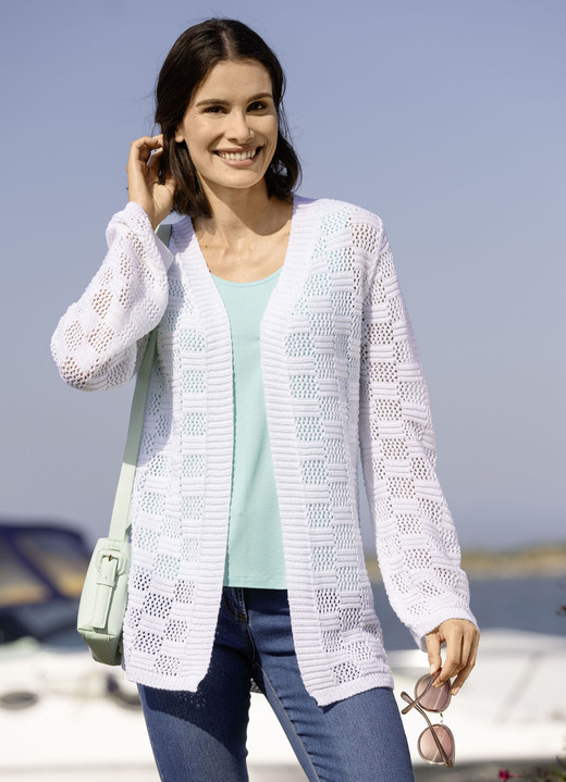 Basics - Strickjacke mit dezentem Glanz, in Größe L(44/46) bis XL(48/50), in Farbe ECRU Ansicht 2