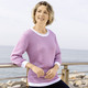 3/4-Arm - Pullover in Strickmix – Farbe WEISS-BEERE 3/4-Arm - Pullover in Strickmix, in Größe 036 bis 052, in Farbe WEISS-BLEU