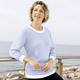 3/4-Arm - Pullover in Strickmix – Farbe WEISS-BLEU 3/4-Arm - Pullover in Strickmix, in Größe 036 bis 052, in Farbe WEISS-BLEU