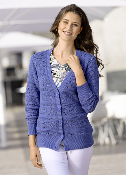 Basics - Strickjacke in Mustermix Basics - Strickjacke in Mustermix, in Größe 038 bis 054, in Farbe JEANSBLAU
