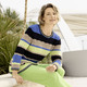 3/4-Arm - Pullover mit nachhaltig recycelter Baumwolle, in Größe 036 bis 052, in Farbe MARINE-BLAU-MULTICOLOR – Farbe MARINE-BLAU-MULTICOLOR – Ansicht 2