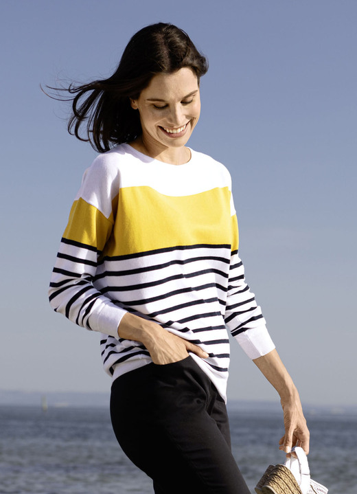 - Pullover in sehr weichem Griff, in Größe L(44/46) bis XS(32/34), in Farbe SCHWARZ-GELB-WEISS Ansicht 4