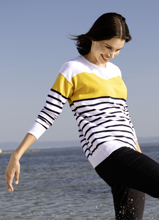 - Pullover in sehr weichem Griff, in Größe L(44/46) bis XS(32/34), in Farbe SCHWARZ-GELB-WEISS Ansicht 3