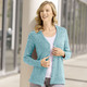 Basics - Strickjacke aus Melangegarn – Farbe JADEGRÜN MELIERT – Ansicht 2 Basics - Strickjacke aus Melangegarn, in Größe 038 bis 054, in Farbe JADEGRÜN MELIERT – Farbe JADEGRÜN MELIERT – Ansicht 2