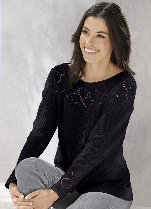 Basics - Pullover mit nachhaltig recycelter Baumwolle, in Größe 036 bis 052, in Farbe WEISS Ansicht 3