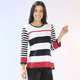 3/4-Arm - Pullover mit weichem Griff – Farbe ECRU-SCHWARZ-ROT – Ansicht 2 3/4-Arm - Pullover mit weichem Griff, in Größe 036 bis 052, in Farbe ECRU-SCHWARZ-ROT – Farbe ECRU-SCHWARZ-ROT – Ansicht 2