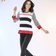 3/4-Arm - Pullover mit weichem Griff – Farbe ECRU-SCHWARZ-ROT – Ansicht 4 3/4-Arm - Pullover mit weichem Griff, in Größe 036 bis 052, in Farbe ECRU-SCHWARZ-ROT – Farbe ECRU-SCHWARZ-ROT – Ansicht 4