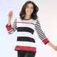 3/4-Arm - Pullover mit weichem Griff – Farbe ECRU-SCHWARZ-ROT – Ansicht 3 3/4-Arm - Pullover mit weichem Griff, in Größe 036 bis 052, in Farbe ECRU-SCHWARZ-ROT – Farbe ECRU-SCHWARZ-ROT – Ansicht 3