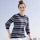 3/4-Arm - Pullover in Ringeldessin – Farbe MARINE-WEISS 3/4-Arm - Pullover in Ringeldessin, in Größe 038 bis 058, in Farbe MARINE-WEISS
