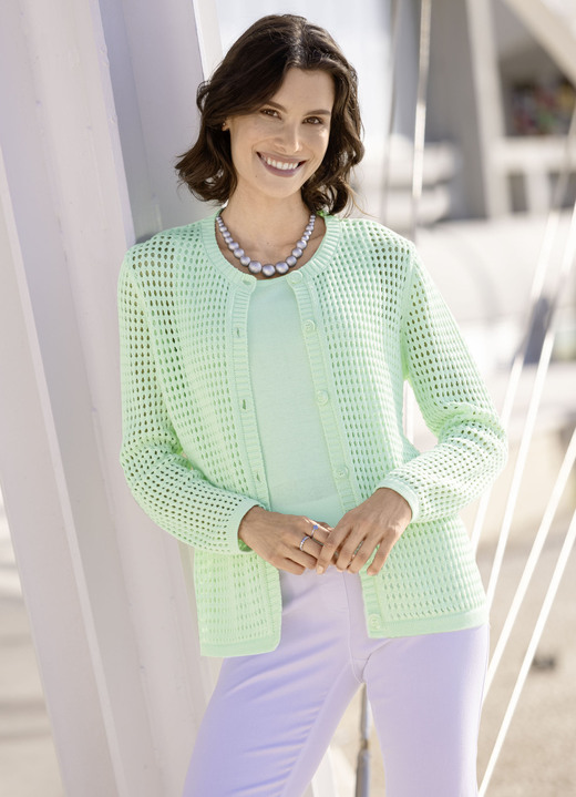 - Strick-Twinset in raffiniertem Style, in Größe 038 bis 054, in Farbe LINDGRÜN Ansicht 3