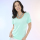 Kurzarm - Shirt mit interessanter Verarbeitung in 2 Farben – Farbe MINT – Ansicht 1 Kurzarm - Shirt mit interessanter Verarbeitung in 2 Farben, in Größe 036 bis 052, in Farbe APRICOT – Farbe MINT – Ansicht 1