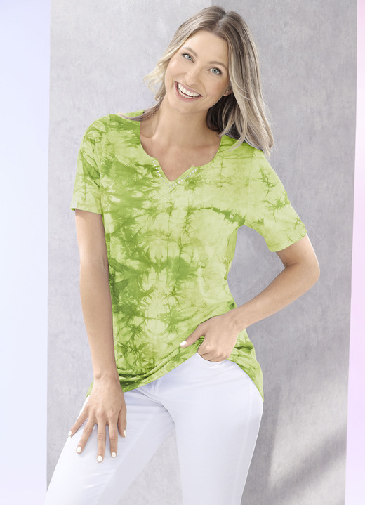 Kurzarm - Shirt in Batik-Optik in 2 Farben Ansicht 3 Kurzarm - Shirt in Batik-Optik in 2 Farben, in Größe 036 bis 052, in Farbe BLAU BATIK Ansicht 3