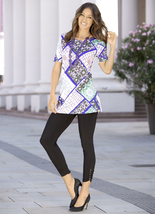 Shirts - Longshirt mit Rundhalsausschnitt, in Größe 036 bis 054, in Farbe ROYALBLAU-ROSA-GRÜN Ansicht 4