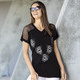 Kurzarm - Longshirt mit Kontrast-Druck in 2 Farben – Farbe SCHWARZ Kurzarm - Longshirt mit Kontrast-Druck in 2 Farben, in Größe 038 bis 054, in Farbe LILA
