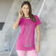 Kurzarm - Shirt mit Strasszier in 2 Farben – Farbe PINK – Ansicht 1 Kurzarm - Shirt mit Strasszier in 2 Farben, in Größe 038 bis 056, in Farbe PINK – Farbe PINK – Ansicht 1