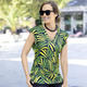 Kurzarm - Shirt mit Allover-Dessin in 2 Farben – Farbe GRÜN-GELB-NACHTBLAU – Ansicht 2 Kurzarm - Shirt mit Allover-Dessin in 2 Farben, in Größe 036 bis 054, in Farbe GRÜN-GELB-NACHTBLAU – Farbe GRÜN-GELB-NACHTBLAU – Ansicht 2