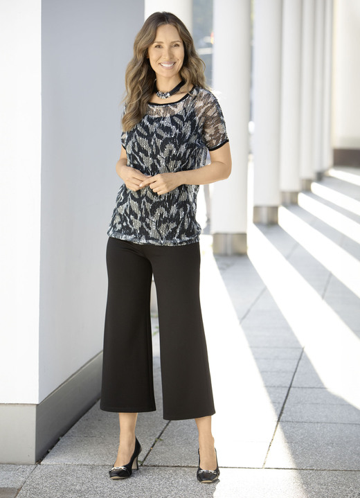 Sets - 2-teiliges Set mit rundem Halsausschnitt, in Größe L (44/46) bis XXL (52/54), in Farbe SCHWARZ-BEIGE-ECRU Ansicht 2