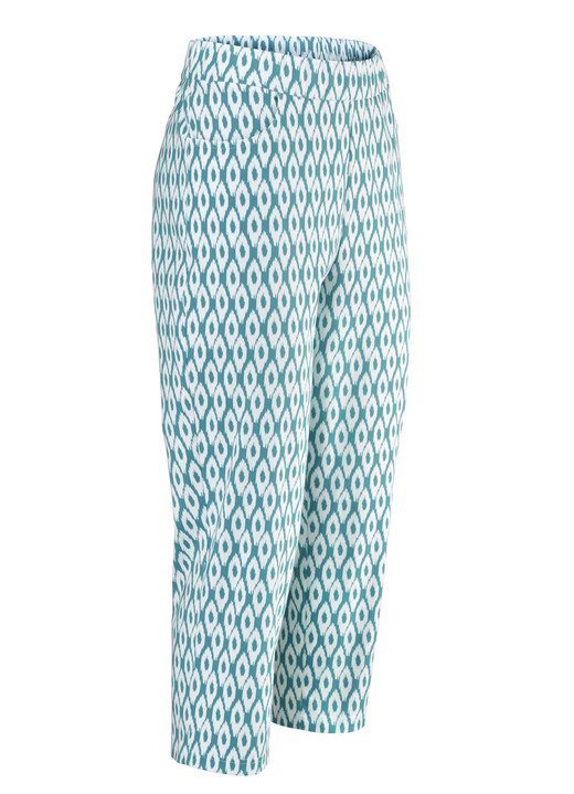 Damenmode - Caprihose in bequemer Schlupfform, in Größe 036 bis 052, in Farbe TÜRKIS-ECRU Ansicht 1