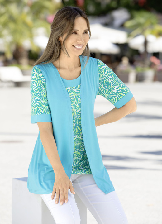 Shirts - 2-teiliges Set in verschlussloser Form in 2 Farben, in Größe 038 bis 056, in Farbe TÜRKIS-GRÜN-ECRU Ansicht 1