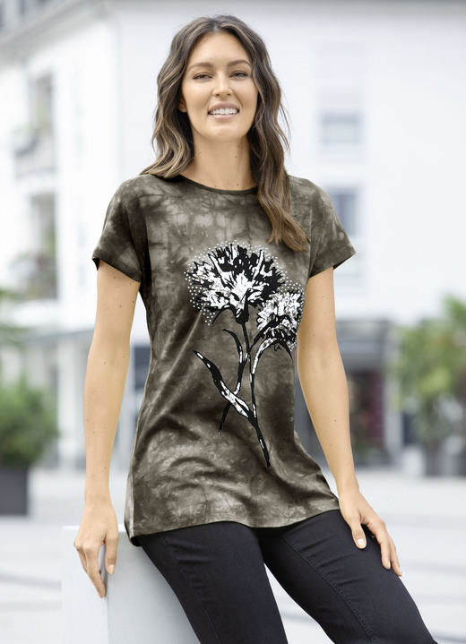 Shirts - Shirt in Batik-Optik in 2 Farben, in Größe 038 bis 054, in Farbe KHAKI BATIK Ansicht 1