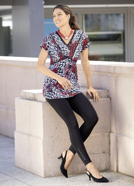 Leggings - Leggings mit edel glänzendem Ziermotiv, in Größe 034 bis 054, in Farbe SCHWARZ Ansicht 3