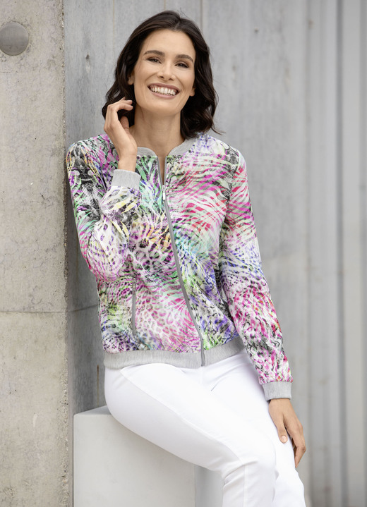 Langarm - Blusenjacke in Multicolor Langarm - Blusenjacke in Multicolor, in Größe 036 bis 052, in Farbe MULTICOLOR