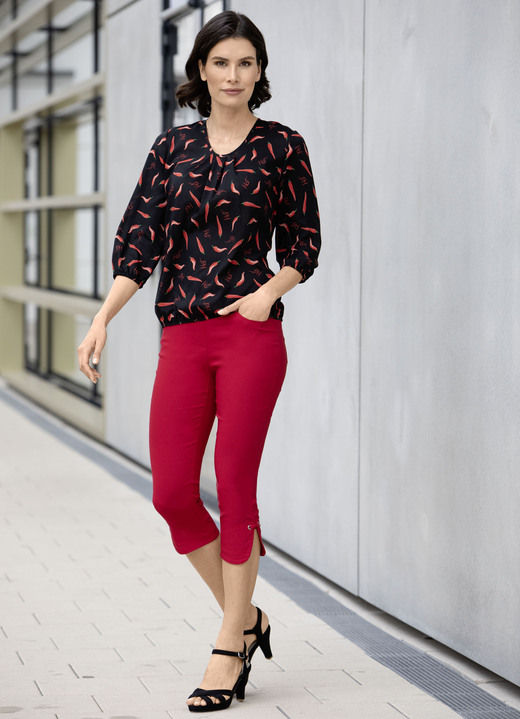 Tuniken - Tunika mit Inkjet-Druck, in Größe 036 bis 052, in Farbe SCHWARZ-ROT-GRÜN Ansicht 2