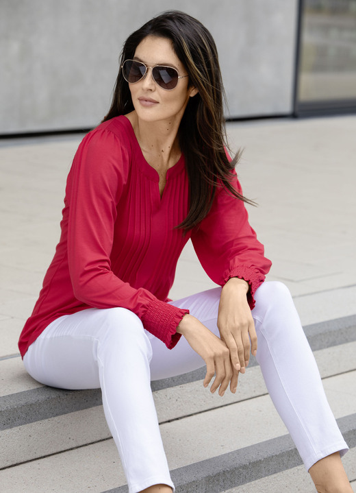 Damenmode - Shirt-Tunika mit Elastan, in Größe 036 bis 054, in Farbe ROT Ansicht 3