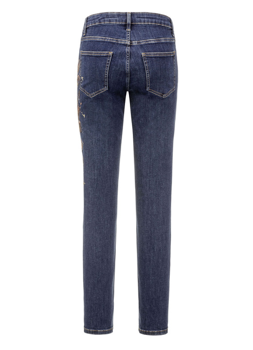 Hosen - Edel-Jeans mit handbemalten, floralen Motiven Ansicht 2 Hosen - Edel-Jeans mit handbemalten, floralen Motiven, in Größe 017 bis 052, in Farbe DUNKELBLAU Ansicht 2