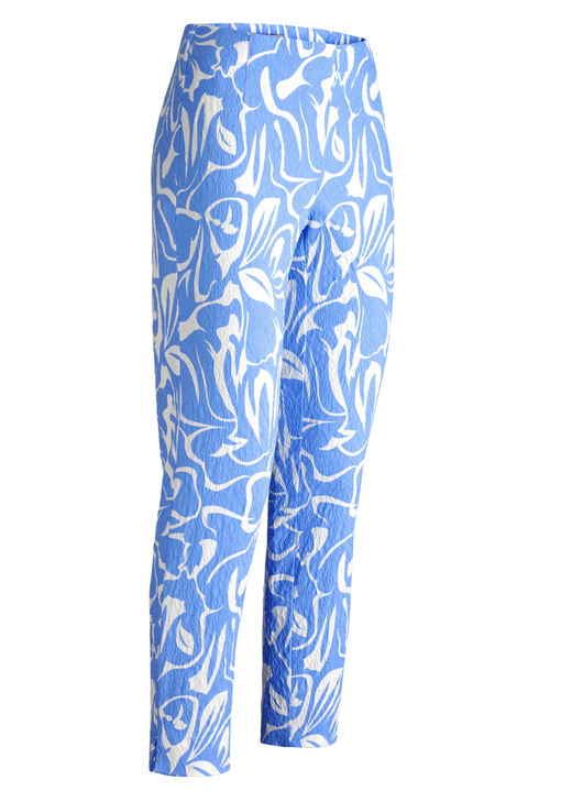 Damenmode - Hose in 7/8-Länge und aktueller Dessinierung, in Größe 018 bis 052, in Farbe AZURBLAU-ECRU Ansicht 1