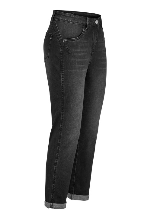 Hosen mit Knopf- und Reißverschluss - Jeans mit Push-up-Effekt, in Größe 017 bis 052, in Farbe SCHWARZ Ansicht 1