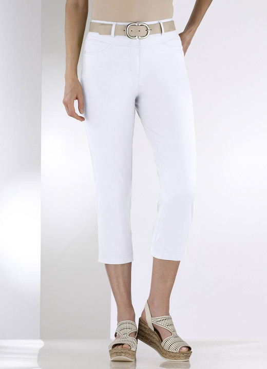 Hosen mit Knopf- und Reißverschluss - Caprihose in 4-Pocket-Form Ansicht 3 Hosen mit Knopf- und Reißverschluss - Caprihose in 4-Pocket-Form, in Größe 018 bis 052, in Farbe WEISS Ansicht 3