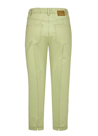 Hosen mit Knopf- und Reißverschluss - Caprihose in 4-Pocket-Form – Farbe LINDGRÜN – Ansicht  Hosen mit Knopf- und Reißverschluss - Caprihose in 4-Pocket-Form, in Größe 018 bis 052, in Farbe WEISS – Farbe LINDGRÜN – Ansicht