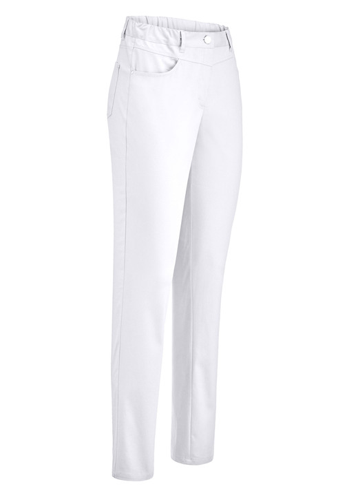 Hosen mit Knopf- und Reißverschluss - Hose in 4-Pocket-Form Hosen mit Knopf- und Reißverschluss - Hose in 4-Pocket-Form, in Größe 018 bis 052, in Farbe WEISS
