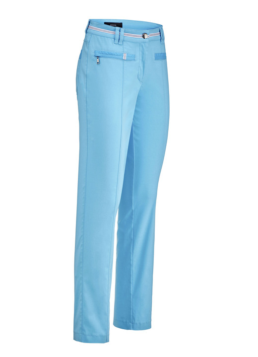 Hosen mit Knopf- und Reißverschluss - Aufwendig gearbeitete Hose Hosen mit Knopf- und Reißverschluss - Aufwendig gearbeitete Hose, in Größe 017 bis 052, in Farbe TÜRKIS