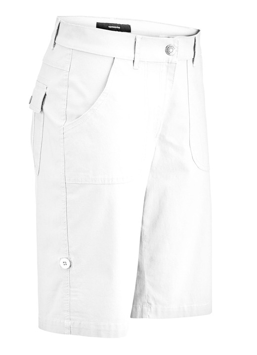 Damenmode - Bermudas mit Zierriegel, in Größe 034 bis 052, in Farbe WEISS Ansicht 1